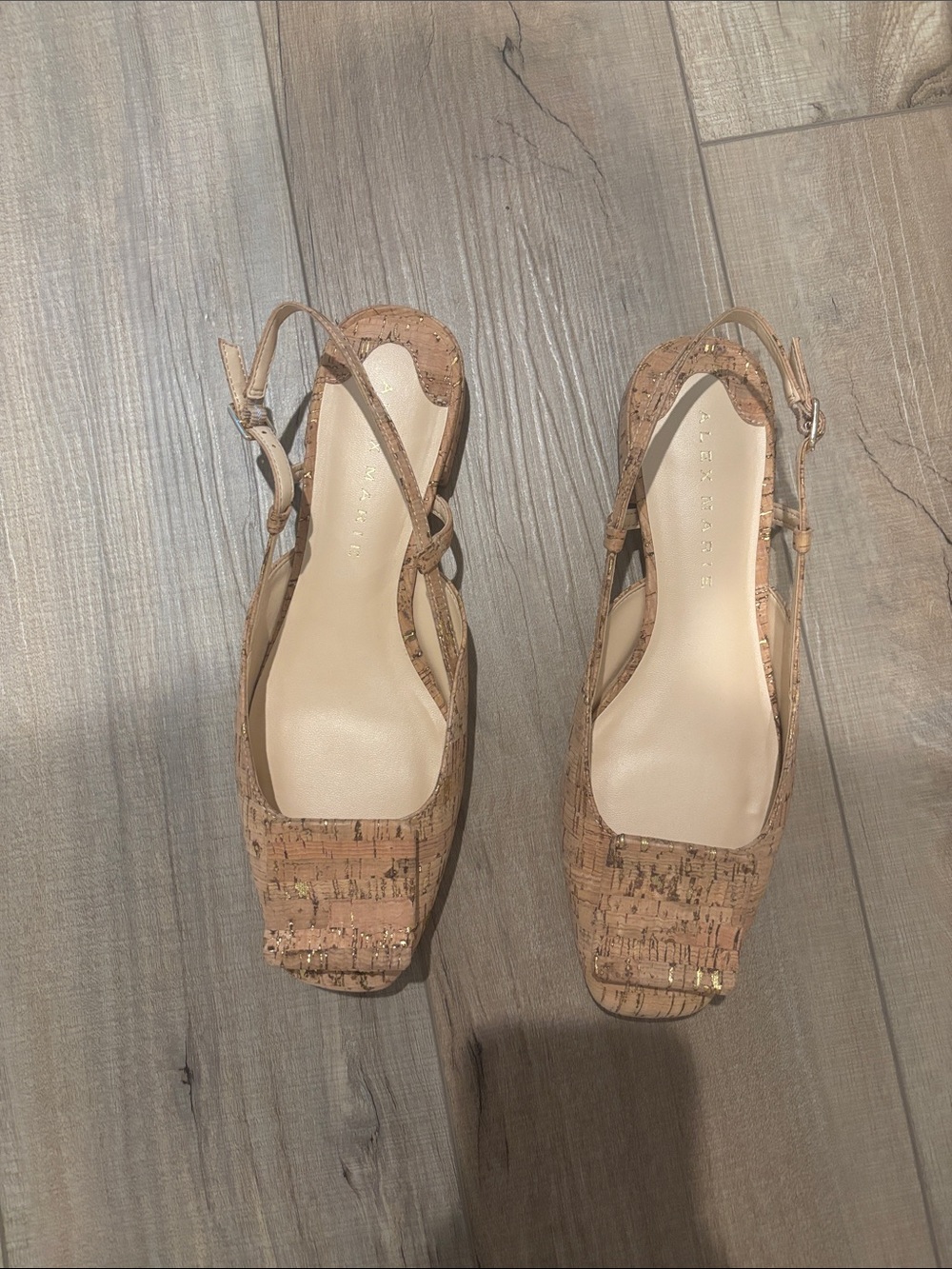 Alex Marie Cork Slingback Square-Toe Women’s Heels - Tan Size 8.5